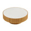 Table basse gigogne ronde de 90 cm (35,43 po) avec dessus en pierre frittée pour salon, en chêne-133968110