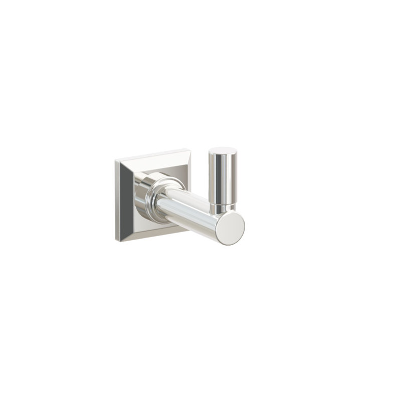 Emtek Select Single Hook w/ Chamfered Square Rosette, Round Stem & Smooth Tip, Polished Nickel