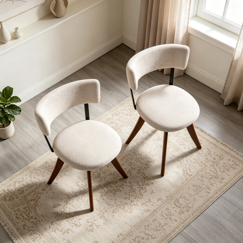 Chaises de salle à manger rembourrées Modern, Beige,Walnut