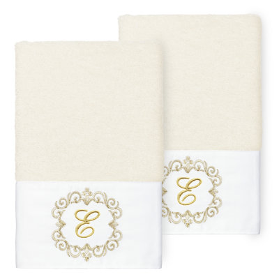 Winston Porter 100% Turkish Cotton MONICA 2PC Embellished Hand Towel Set
