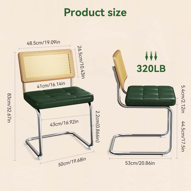 Rattan Dining Chairs Faux Leather Dining Chairs, Green