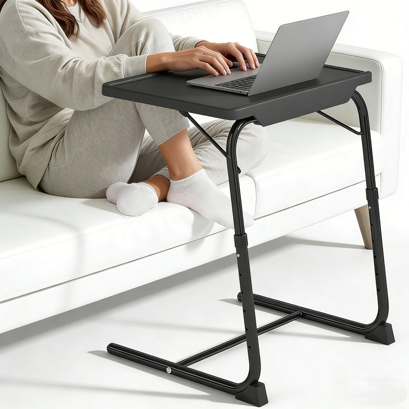 Large Folding Adjustable TV Tray with 6 Height & 3 Tilt Settings for Bed and Sofa, TV tray MAX