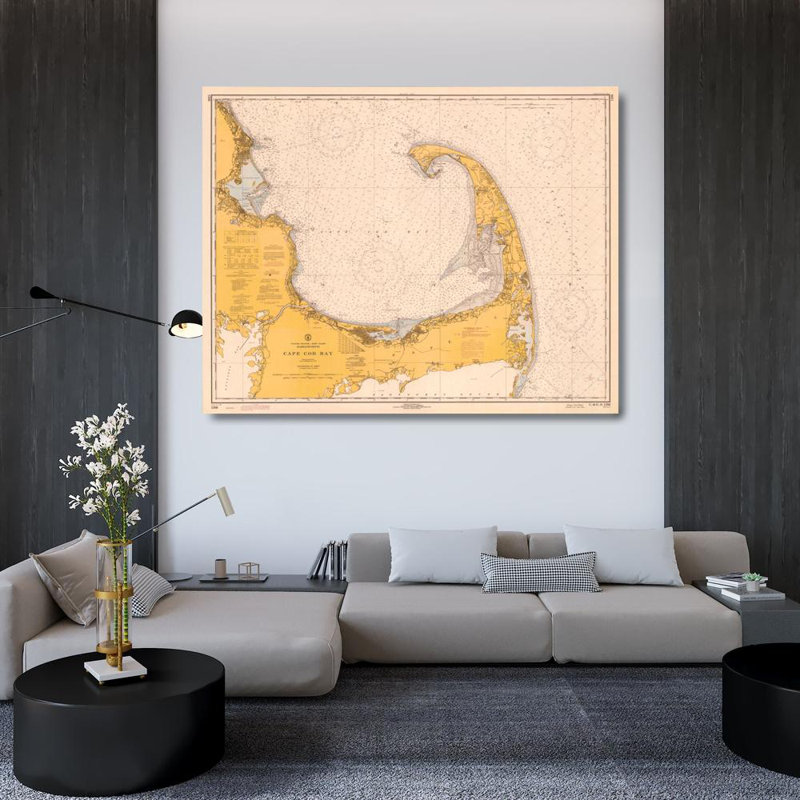 Nautical Chart - Cape Cod Bay ca. 1970 - Sepia Tinted, 36" H x 46" W