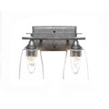 Uptowne 2 Light Bath Bar Shown In Aged Silver Finish With 4.5” Square Clear Bubble Glass