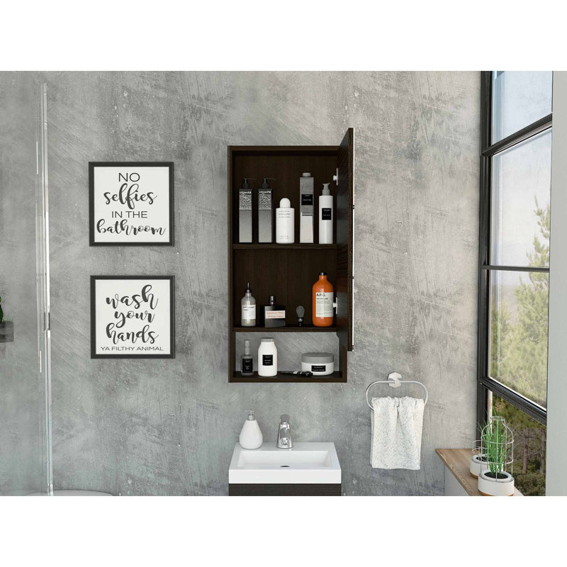 Armoire à pharmacie rectangulaire Burlington avec miroir wengé noir, Noir
