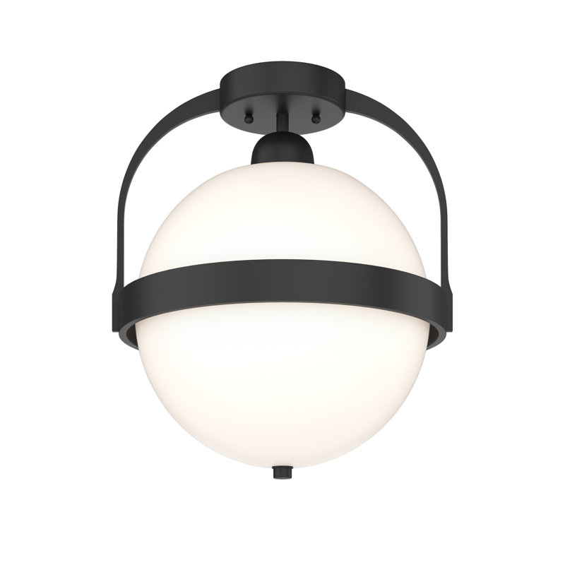 Plafonnier semi-encastré à 1 lumière Atlas, Noir