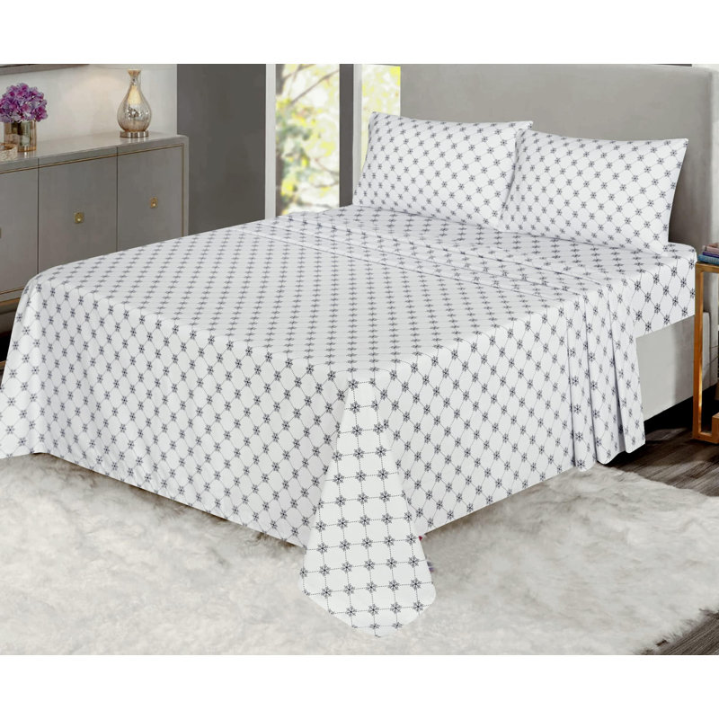 100% Cotton Sheets Sets Soft Crispy Percale Cooling Sheets 16 Inch Deep Pocket Bed Sheets, Queen Sheet Set with 2 Pillowcase