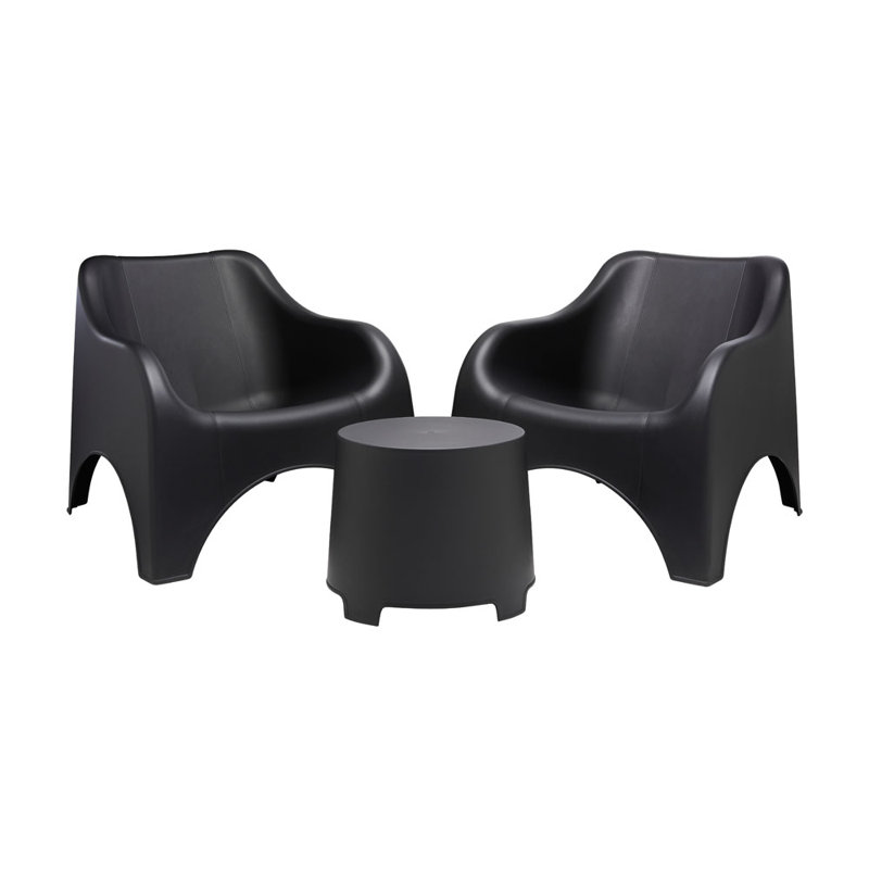 Set Cloud (2 Chairs and 1 Side Table), Anthracite