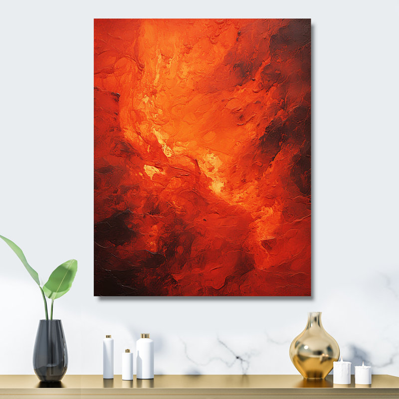 Volcanic Tachisme Fusion 3 - Tachisme, art mural en métal, H 32 po x l 24 po x P 1 po