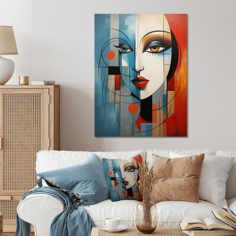 Cubisme géométrique, portrait V - cubisme, art mural en métal, salon, H 20 po x l 12 po x P 1 po