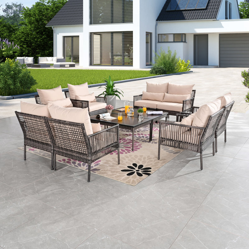 Aalaysia 10-Piece Outdoor Wicker Conversation Set