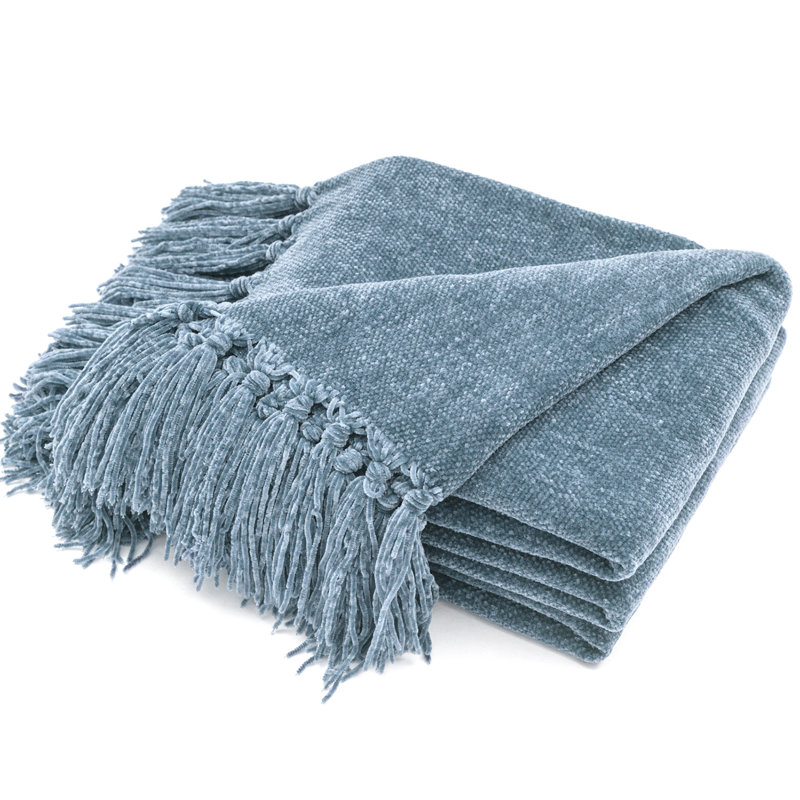 Jeté en chenille douce, L 80 po x l 60 po, Bleu nuage
