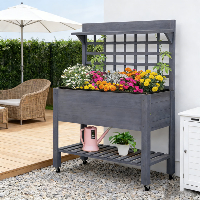 Jardinière surélevée avec pieds et doublure de lit
