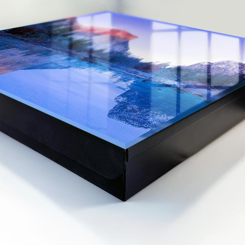 Key cabinet, Opens to the right, 30x30x5, Black, Mountains in the clouds reflected in the river and a quiet morning, 