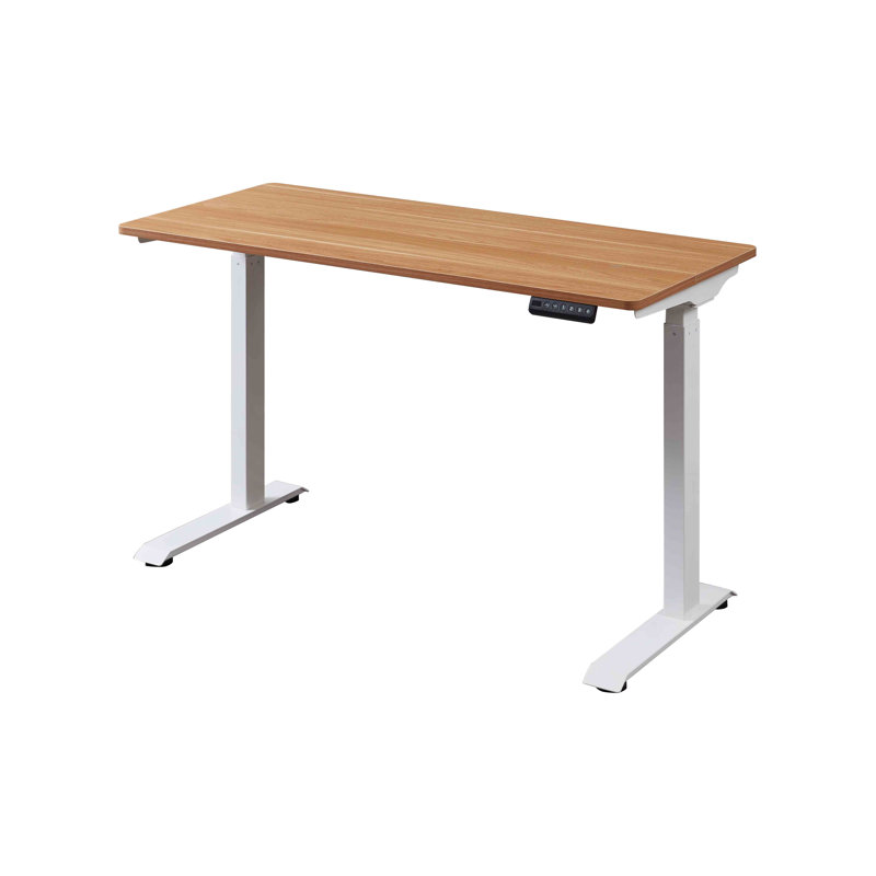 Glenva Adjustable Solid Wood Top Standing Desk, Oak, White