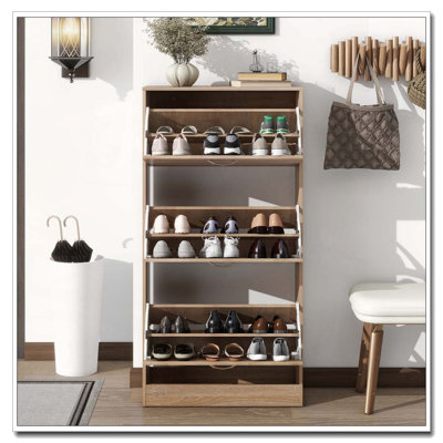 Armoire de rangement pour chaussures à 3 tiroirs, range-chaussures en bois à 3 niveaux pour vestibule