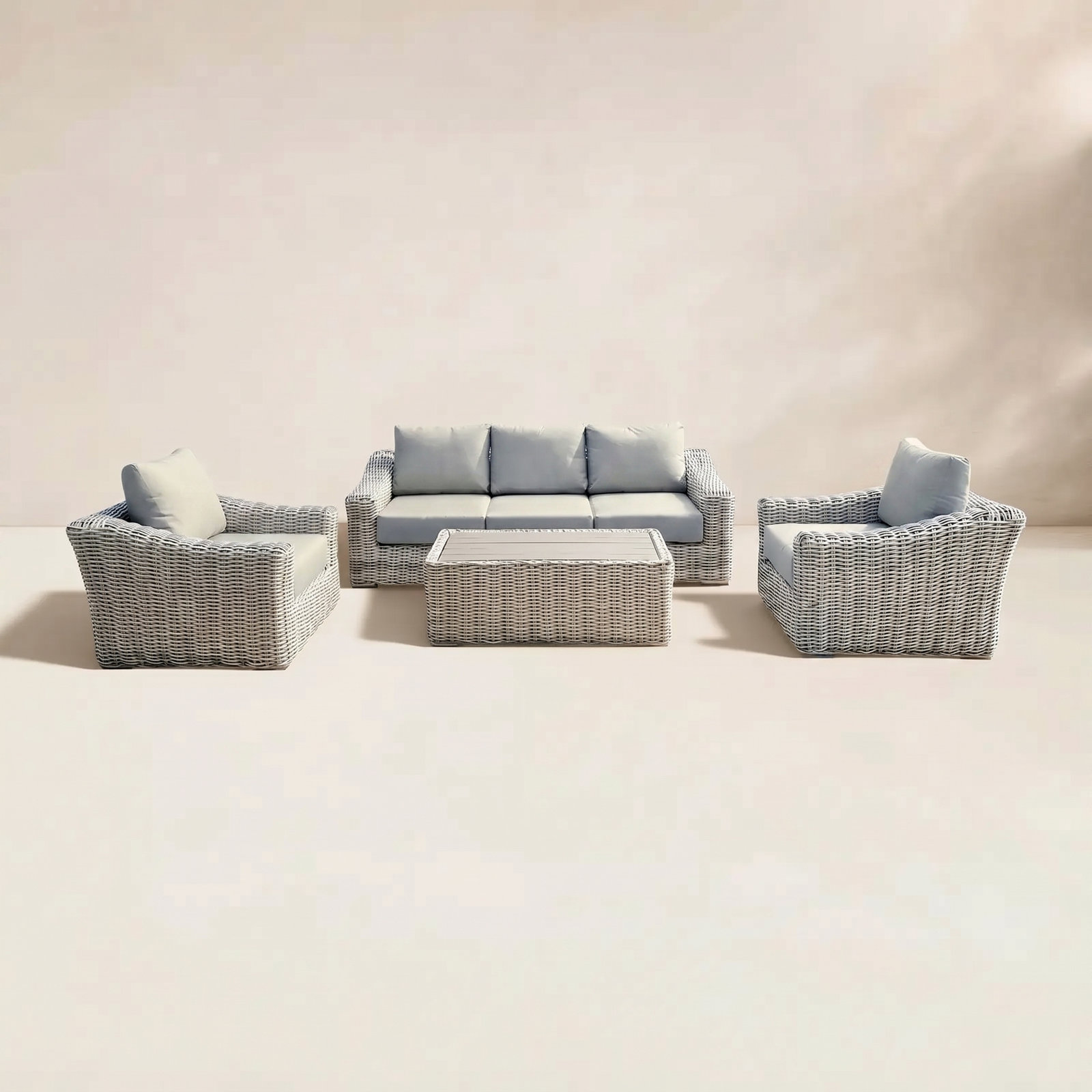 Sommer 5 - Person Patio Conversation Set with Cushions, Light Beige
