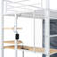 Lit mezzanine blanc avec bureau pivotant, prise électrique, conduit, tablettes et garde-robe blanc-1992120417-1992120420