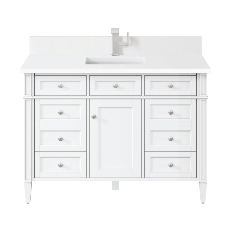 Brittany 48'' W Single Vanity, Bright White, White Zeus, Single-Hole