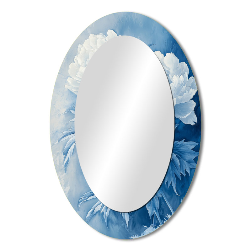 Pivoine Frost Kissed I - miroir mural ovale traditionnel, 36 po x 24 po