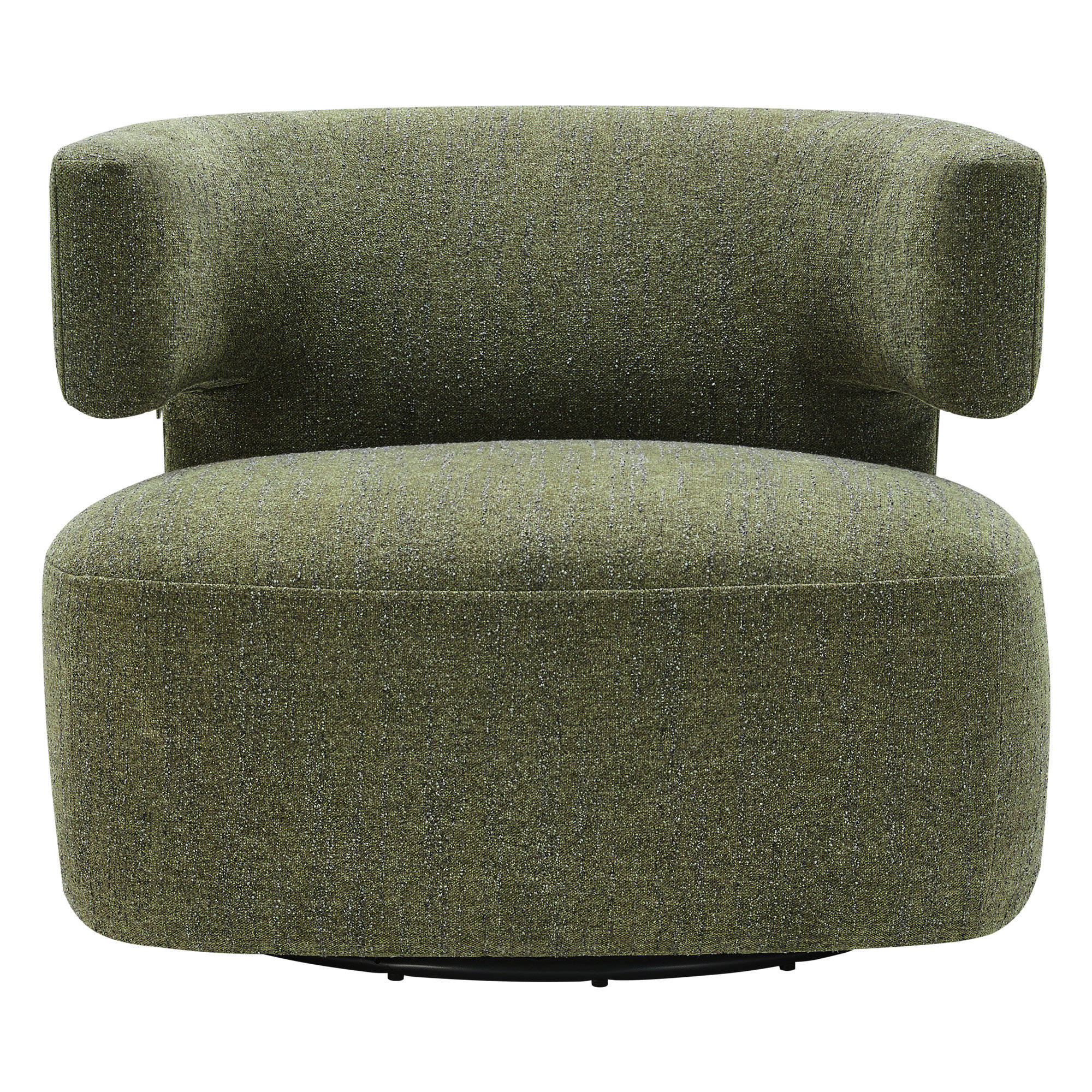 Bascom Upholstered Swivel Barrel Chair, Mellow Forest Chenille