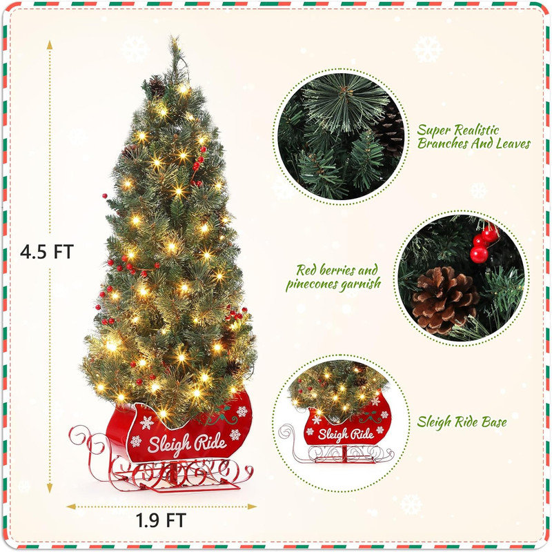 4.5' H Lighted Artificial Christmas Tree