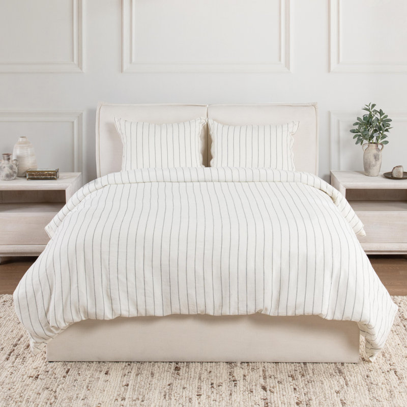 Monaco 3-piece Belgian Linen Duvet Set, Ivory, King