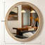 Miroir mural rond de 23,62 po Boho, cadre en bois synthétique texturé en rotin tissé, miroir d'appoint de ferme pour meuble-lavabo, vestibule et salon, fixation murale facile