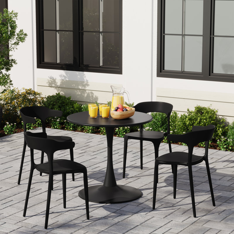 Ensemble repas extérieur pour 4 personnes, Noir