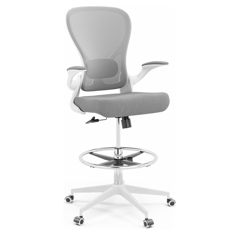 Milahni Ergonomic Drafting Chair, White, Gray