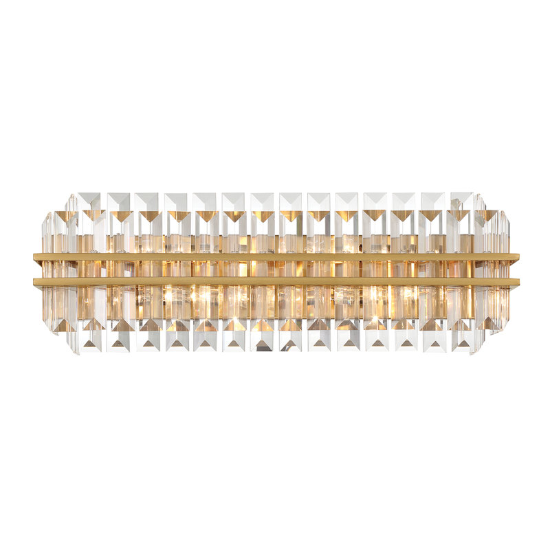 Meuble-lavabo en laiton vieilli clair, Laiton vieilli, Quatre lumières, H 8 po x l 23,5 po x P 6 po
