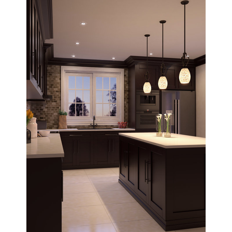 Mini-luminaire suspendu avec tige en verre Zilo 5 po Zilo, Granit foncé, Naturel