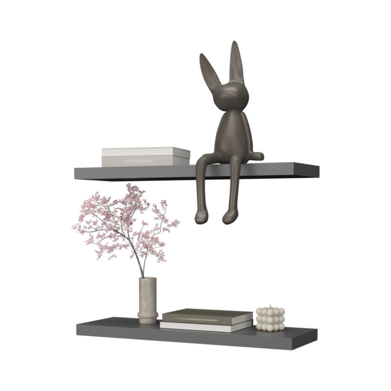 Matt Grey Floating Shelf, 1.5"H x 31.5"W x 9.8"D, Gray