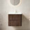 Meuble-lavabo mural flottant avec lavabo en céramique, armoire en contreplaqué avec 2 tiroirs à fermeture en douceur, texture rayée rétro noyer, pré-assemblé