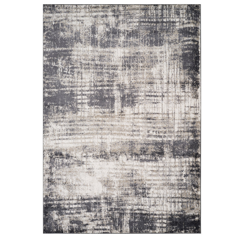 Tapis gris tissé à la machine Mackensy, Rectangle 8 pi 10 po x 11 pi 9 po