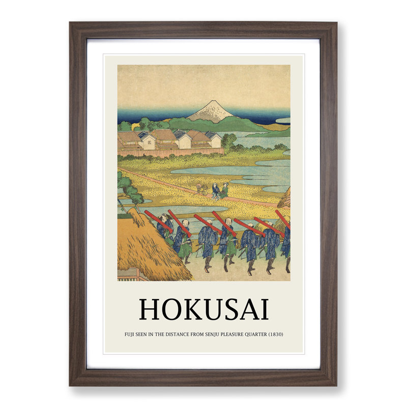 Fuji Seen in the Distance by Katsushika Hokusai - 1 Piece Single Picture Frame Wall Art, 36cm H x 27cm W x 2cm D