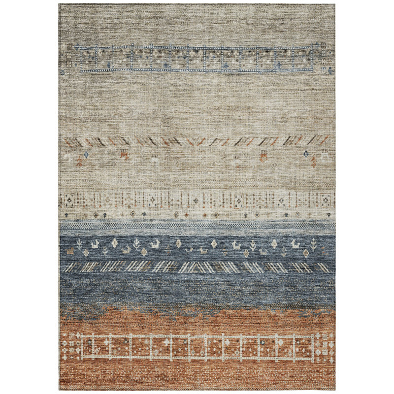 Tapis intérieur / extérieur 3 pi x 5 pi brun et beige