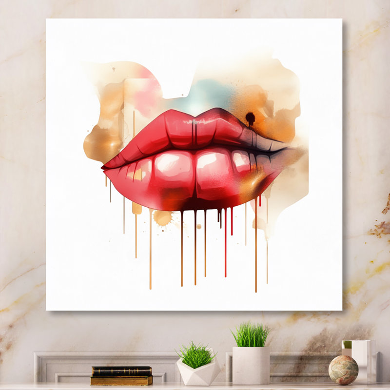 Red Lips of Luxury II sur toile, H 16 po x l 16 po x P 1 po, Toile tendue