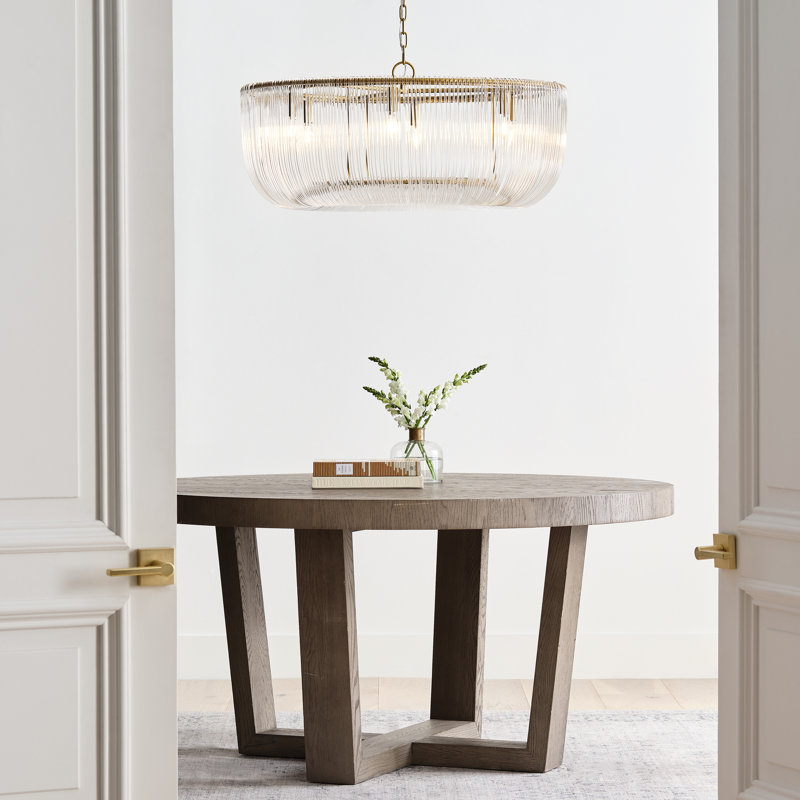 Chapman & Myers Pierce 6 Light Dining Room Pendant With Clear Shade, Burnished Brass, 83.5" H x 42" W x 42" D