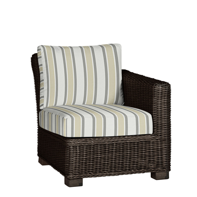 Rustic Patio Lounge Chair with Cushions, Welt, Natural White, Black Walnut