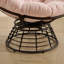 Chaise d'extérieur pivotante 360 avec design ergonomique, coussin rose épais et doux, structure brune, pour cadre de salon en acier et tissu, chambre à coucher
