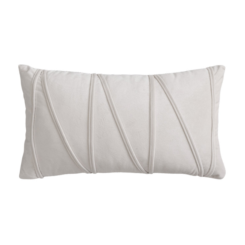 Velvet Cross Lines Cushion Rectangular Cushion Cover, Cream