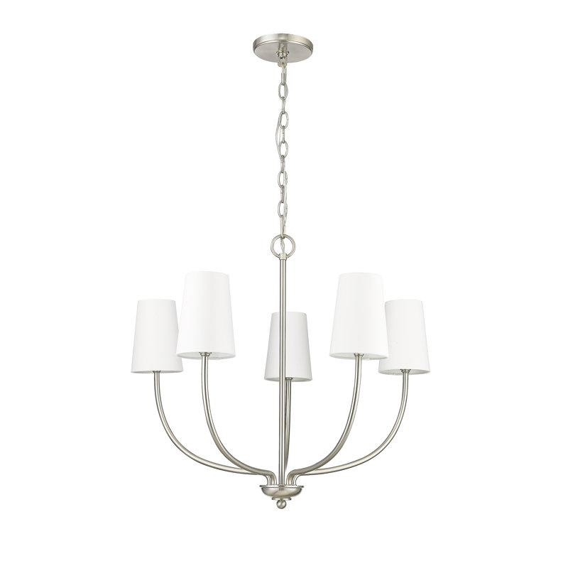 Lustre classique / traditionnel à 5 lumières de 26 po de large Kandor, Nickel brossé