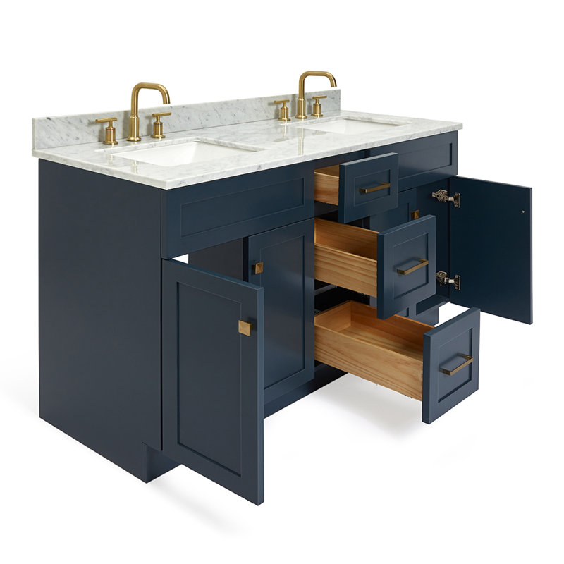 Partham 61" Double Bathroom Vanity Set, Midnight Blue
