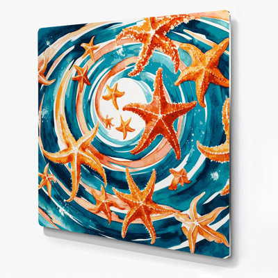 Nautique, étoile de mer, art mural en métal bleu