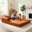 Convertible Corduroy Floor Sofa Bed with Detachable Armrests & Pillows-1204851874