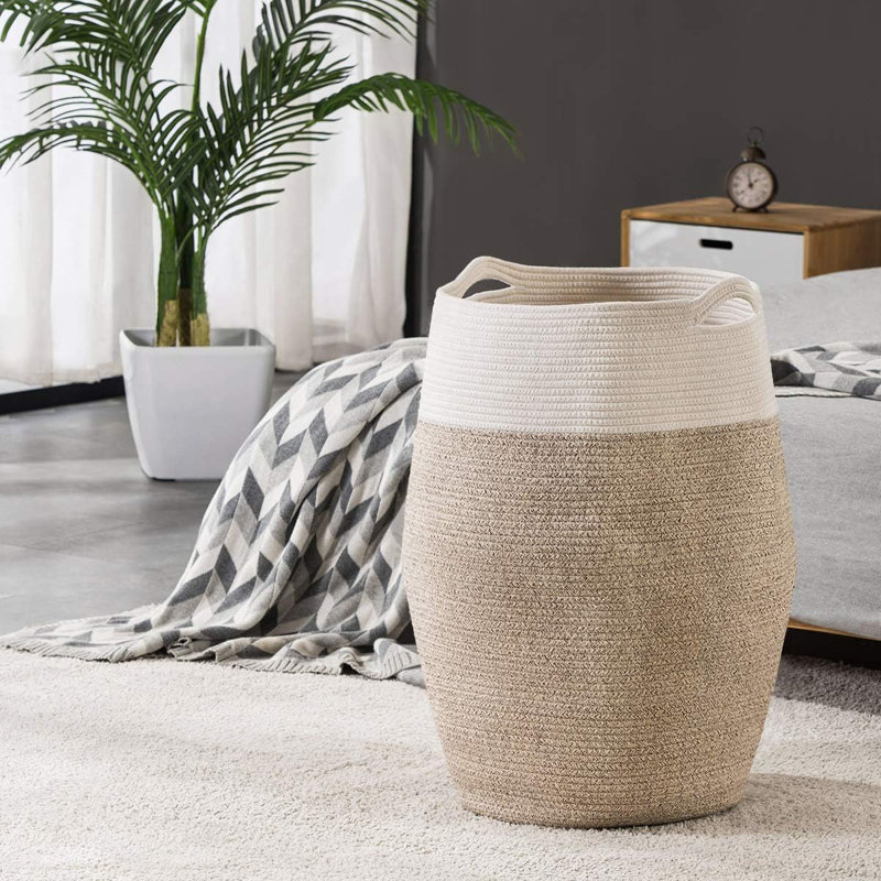 Très grand panier à linge en jute, Brun