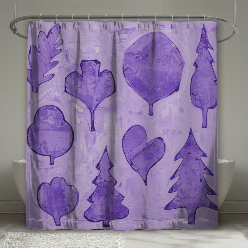 Rideaux de douche mauves en forme d'arbre extra long, 70 po l x 72 po H