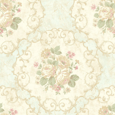 Seabrook Designs Frances Floral Scrolls Unpasted Wallpaper