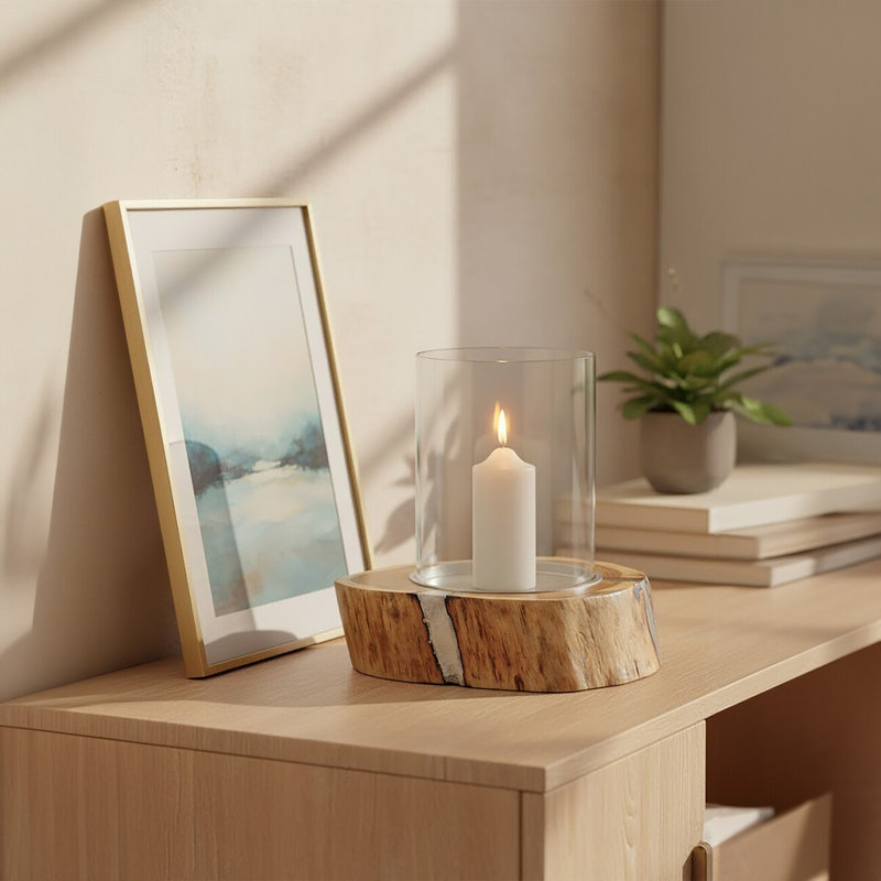 Caines Wood Tabletop / Centrepiece Hurricane